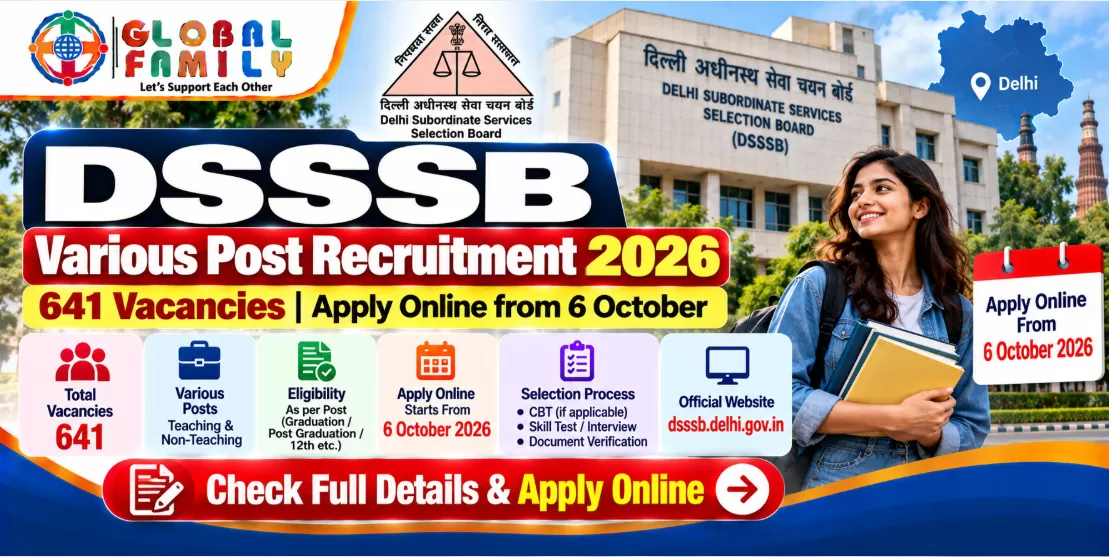 DSSSB Various Post Recruitment 2026: 641 Vacancies, Apply Online from 6 October